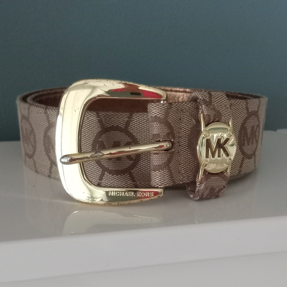 Michael Kors Brown Belt with Gold Buckle